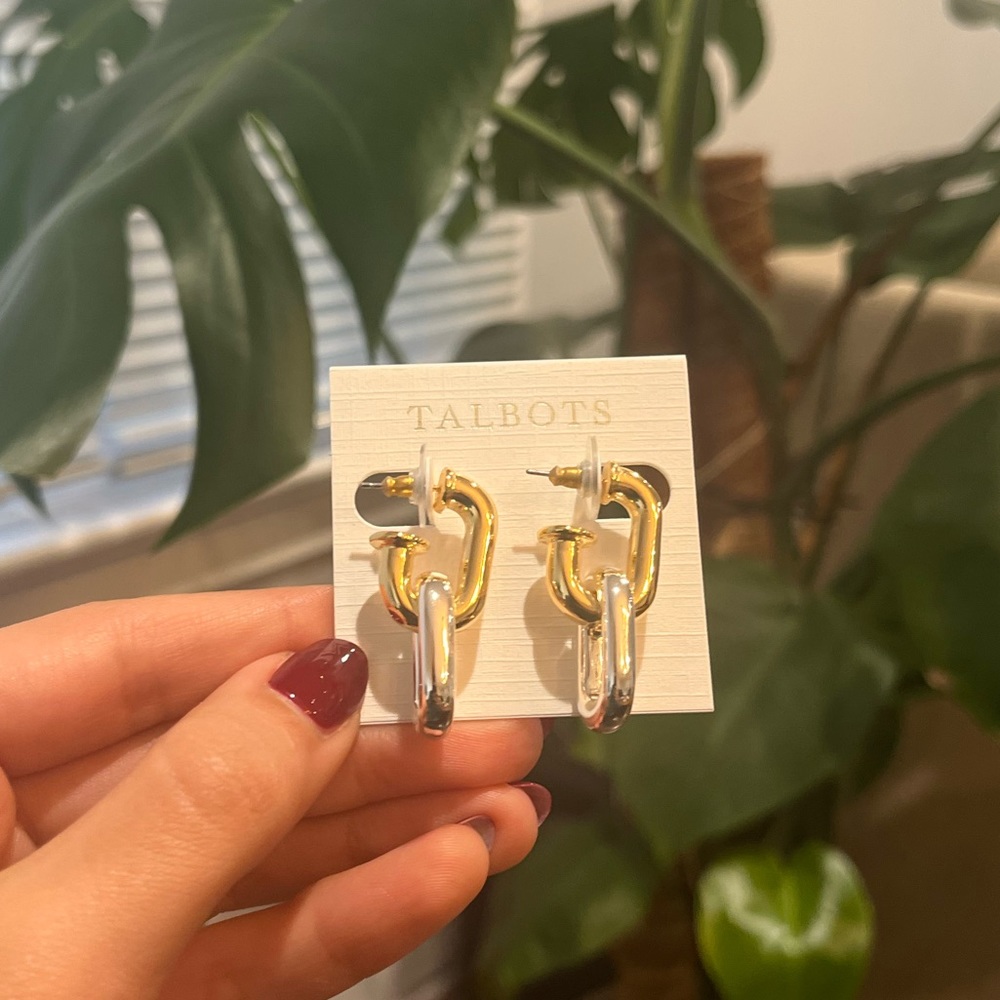 NWT Mixed Metal Talbots Chain Link Earrings
